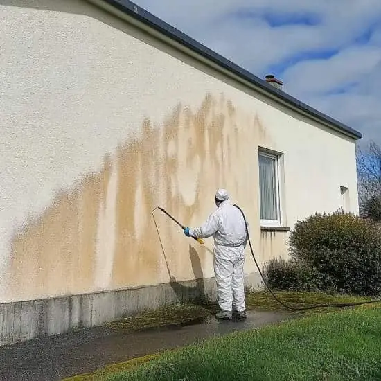 Traitement antimousse d'une façade